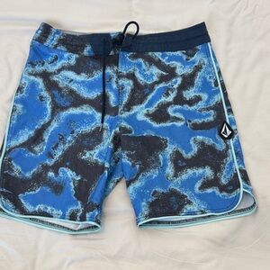 Volcom Men's Black and Blue Board Shorts
